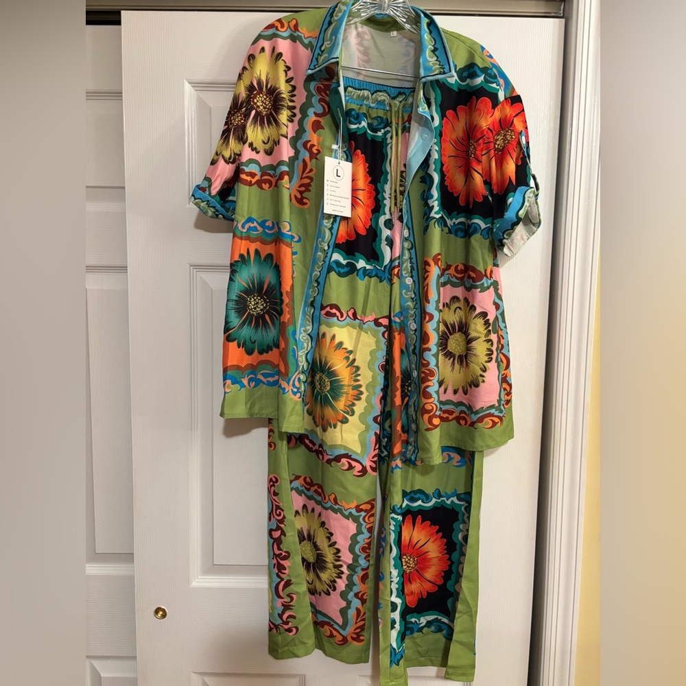 NWT Floral Multicolor Resort Two-Piece Set